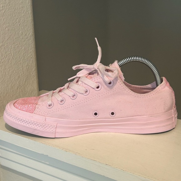 Converse Pink Glitter Toe Shoes Canvas Low Women 8 Chuck Taylor All Star Ox - Picture 3 of 9